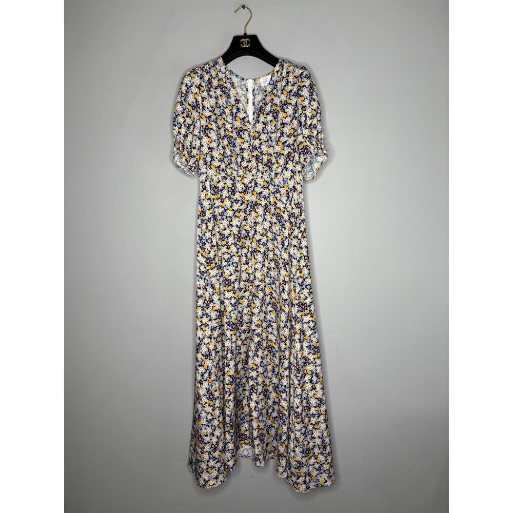 ROAM Women's Size Medium Floral Print Corsica Dress Multicolor Purple Yellow RTR